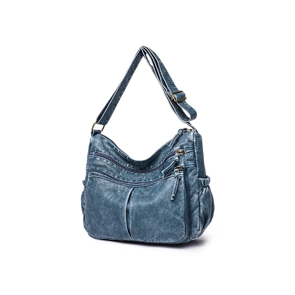 Damväskor Axelväska Handväskor tvättat läder Vintage Shoulder Crossbody New Trend Classic Messenger Pack Brun Retro Hobos Blue 28cm9cm22cm