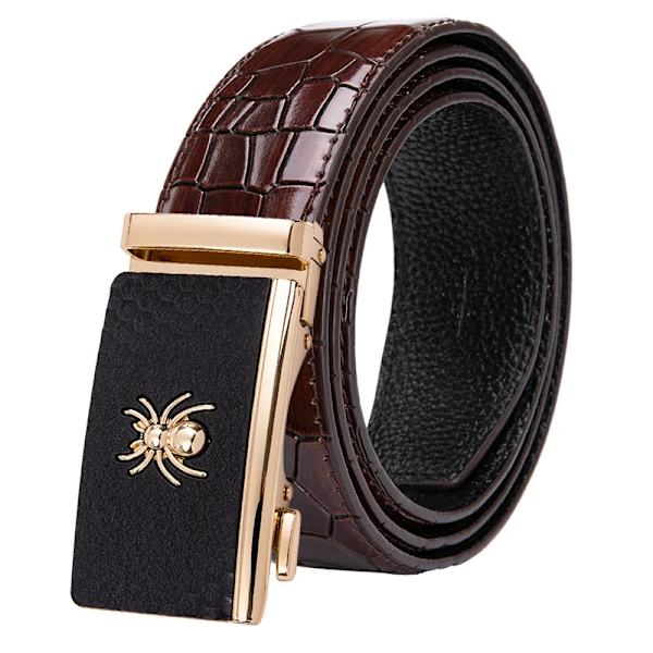 Hi-Tie Herr Designer Mode Rött Läderbälte Herr Guldspänne Lyxigt Coolt Läderbälte för jeans Röd krokodilrem DJ-2036-C 2066-DJ-C 110cm