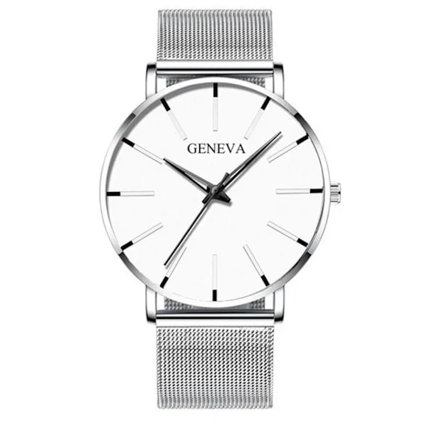 Rostfritt stål Mesh bälte Watch för män Minimalistisk ultratunn klocka Mode mäns watch relogio masculino Mesh Silver White