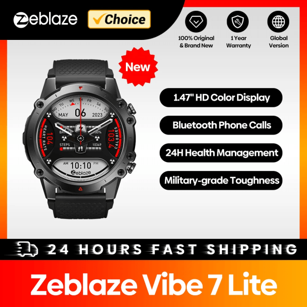 [Nyhet] Zeblaze Vibe 7 Lite Smart Watch Stor 1,47-tums IPS-skärm Röstsamtal 100+ sportlägen 24H Health Monitor Smartwatch Desert Grey