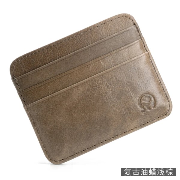 Retro första lager kortväska i äkta läder med 7-kortsfack Supertunn 100 % äkta läder Bankkorthållare Myntväska Sortera plånbok za