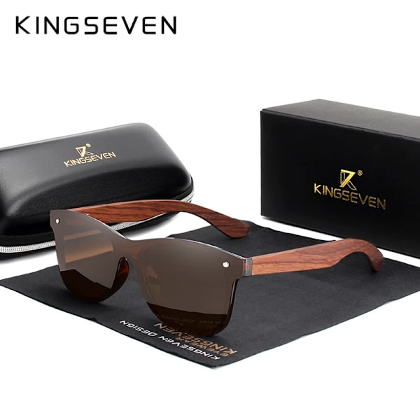 KINGSEVEN Naturligt trä Solglasögon Män Polariserat Mode Solglasögon Original Trä Oculos De Sol Masculino Brown bubinga wood Original