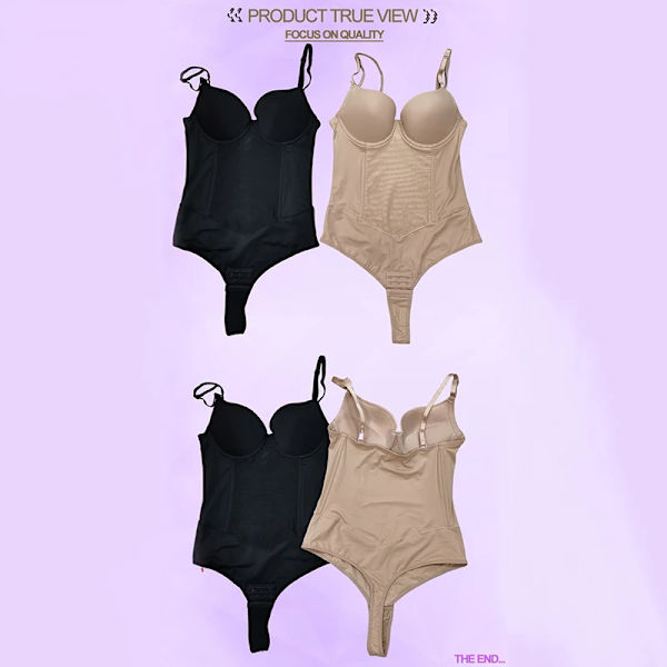 Beonlema Body Shapewear för kvinnor Stål Benbantning Platt magväst Sexig stringtrosa Midja Waist trainer Magkontroll underkläder Black M