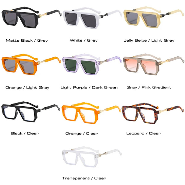 SO&EI Retro Polygon Fyrkantiga Solglasögon Kvinnor Mode Jelly Färg Glasögon Skärmar UV400 Märkesdesigner Män Trendiga Solglasögon Orange light gray As the picture