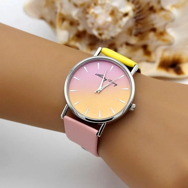 Nya Damer Casual Gradient Ramp Klocka 2 Färg Klockarmband Lyx Kvinnor Klockor Kvinnliga Quartz Armbandsur Feminino Zegarek Damski black white