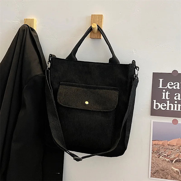 Manchesterväska för kvinnor Shopperväska Designerhandväska Höst och vinter Flickor Studentbokväska Kvinnlig Canvas Axelväska Black