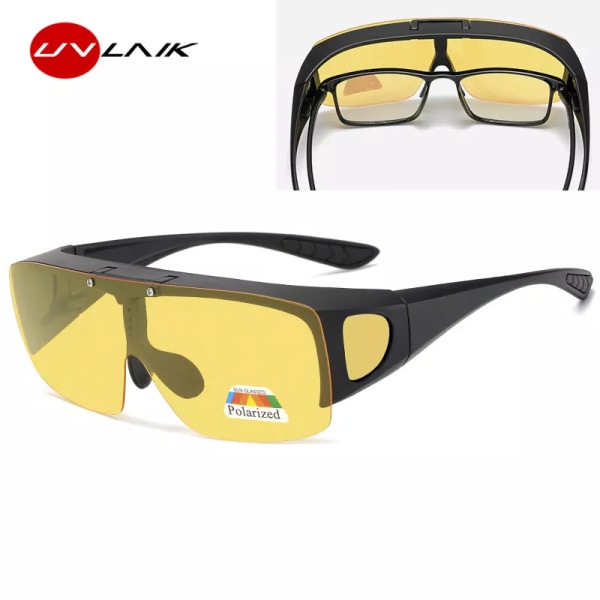 UVLAIK 2021 Flip Up Polarized Solglasögon Kvinnor Män Night Vision Glasögon Glasögon Utomhuskörning Fotokromisk passform över solglasögon Black Polarized