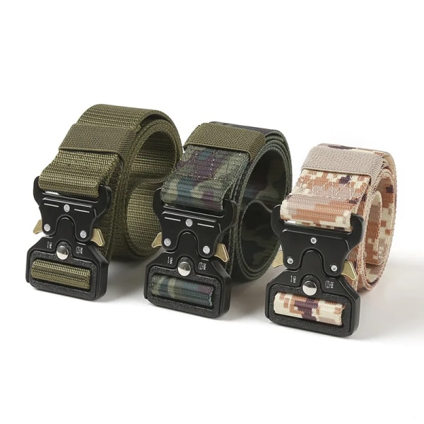 Army Style Stridsbälten Snabbkoppling Taktiskt bälte Mode Män Militär Canvas Midjeband Utomhus Jakt Vandringsredskap Army Green ZS 3.8cm X 125cm