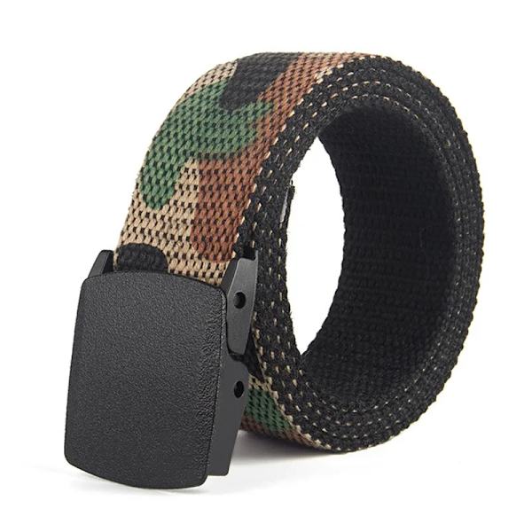 Män Kvinnliga Jeans Bälte Militär Nylon Justerbart Bälte Utomhus Resor Taktisk Midjebälte Metall Unisex Spänne Byxor Byxor 120cm Black Camouflage 114
