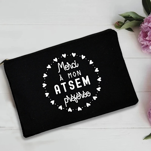 Franskt print Thank You Mistress Svart Wristlet Clutchväska Merci Ma&#238;tresse Lärare förvaringsväska Resetvättpåse Lärarpresenter 3ThankwM0023