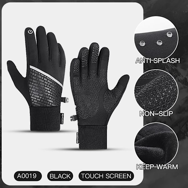 Kyncilor Cykelhandskar Guantes Ciclismo Herr Dam Handske Vattentät Anti Halk Pekskärm Vandring Vinterhandskar BK-19 M