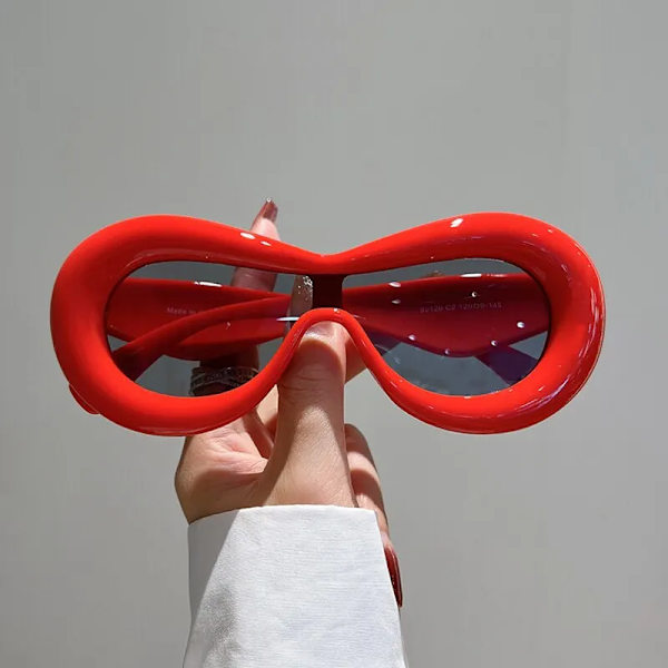 Nytt i Ovala solglasögon för män Kvinnor Mode Retro märkesdesign Solglasögon Glasögon Kvinnlig Godisfärg Goggle Solglasögon Red