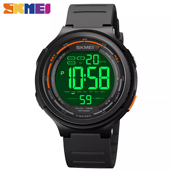 SKMEI Nytt LED-ljus Digital Herr Sportklockor Count Down 5Bar Vattentätt Armbandsur För Herr Man Klocka Watch hombre 1841 black