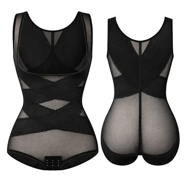 Kvinnor Bodyshaper Party Sexig Underbyst Pärm Se Through Mesh Shaper MISS MOLY Solid Waist Trainer Korsett Fajas Black XXXL