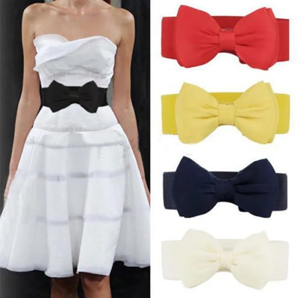 Nya kvinnor rosett Cummerbunds Elastisk rosett Bred Stretch Bukle Midjeband Bälte 12 färger Mode Flicka Klänning Accessoarer Midjebälten Beige One Size