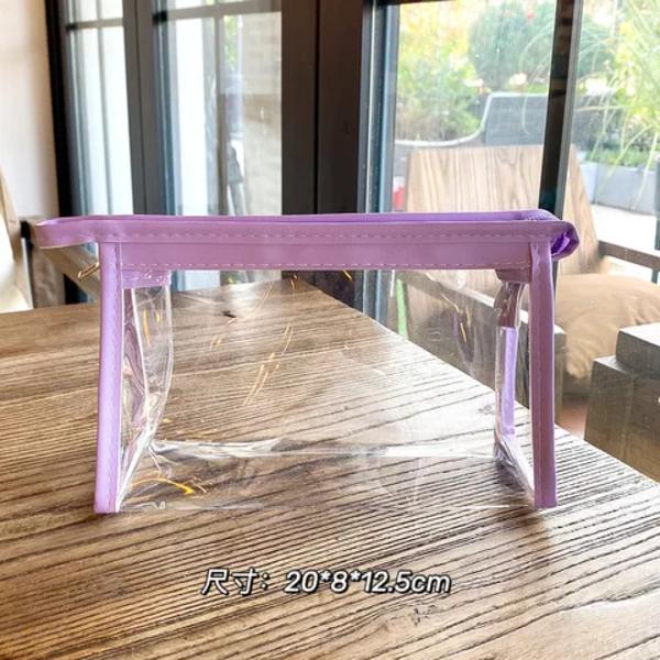 DIY Tjejer Transparent kosmetisk väska Kvinnor Dragkedja Klara sminkväskor Case Resor PVC Bad Toalettartiklar Tvätt Förvaringsväska purple