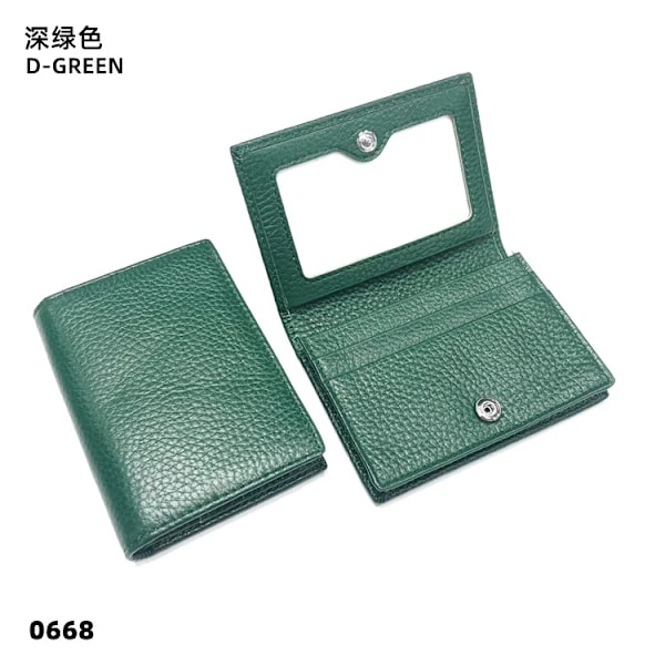 Visitkortshållare Dam Bifold Läder Kreditkortsfodral Case Anpassad Män Ko Äkta Läder dark  green