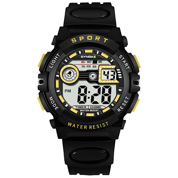 SYNOKE Big Numbers Watch Herr 50M Vattentät Manklocka Alarm Stoppur Multifunktion Digitala klockor Relogio Masculino Black - Orange