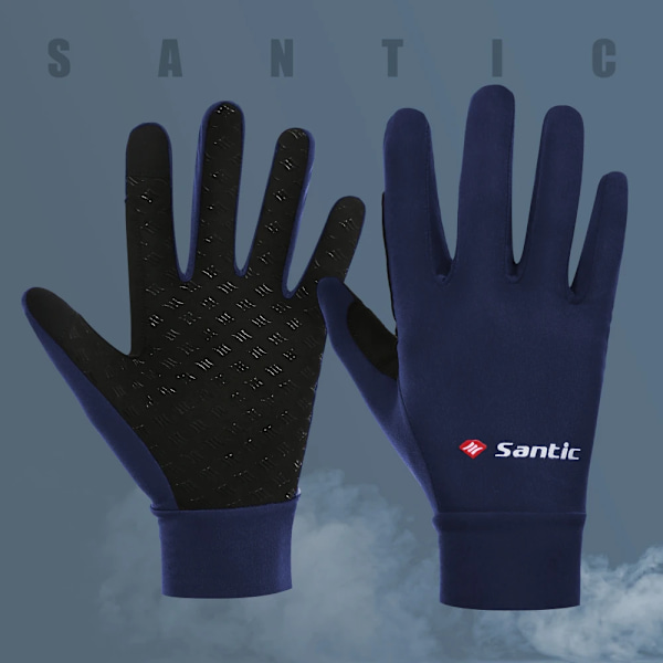 Santic Cykelhandskar för män Cykel MTB Warm Plus Fleece Kallsäker Pekskärmscykel Helfingerhandskar Vinter Asian Storlek W0P079 W0P079V M