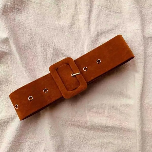 AWAYTR Mockabälten Dam Höst Vinterrock Bälten Stark färg Vild stil Midjeband Nål Spänne omlindad flanell Vintage bälten camel