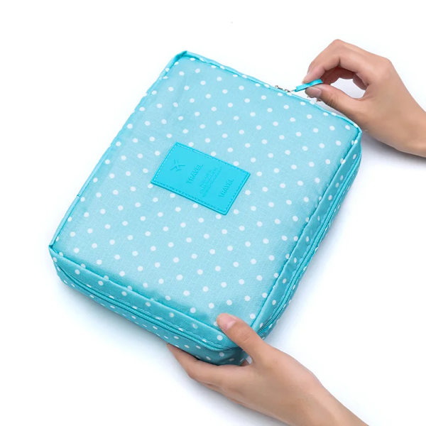 SOBU Vattentät Bärbar Dragkedja Kosmetikväska dot beauty Case Make Up Tas Plånbok Organizer Förvaring Resetvättpåse K1049 Blue Point