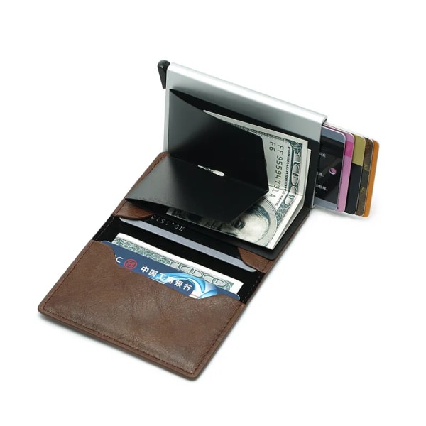 Kreditkortshållare för män Bankkortshållare Läder RFID-plånbok Mini Money Clips Business Lyx Kvinnor Liten plånbok B