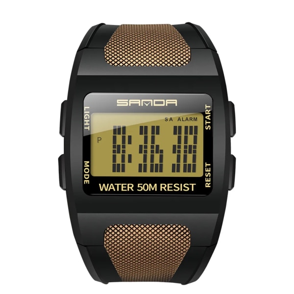 Sport Herr Digitala klockor Mode LED Watch 5Bar Vattentät Armbandsur Man Elektronisk Militärklocka Relogio Masculino Black