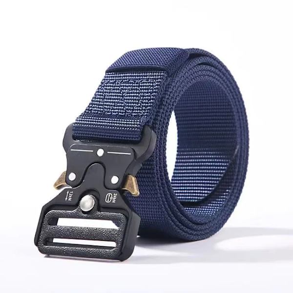 Mode Herrbälten Utomhus Army Military Tactical Combat Bälte Canvas Nyhet Camo Print Nylon Midjeband Jeans Byxor Tillbehör Dark blue 125cm