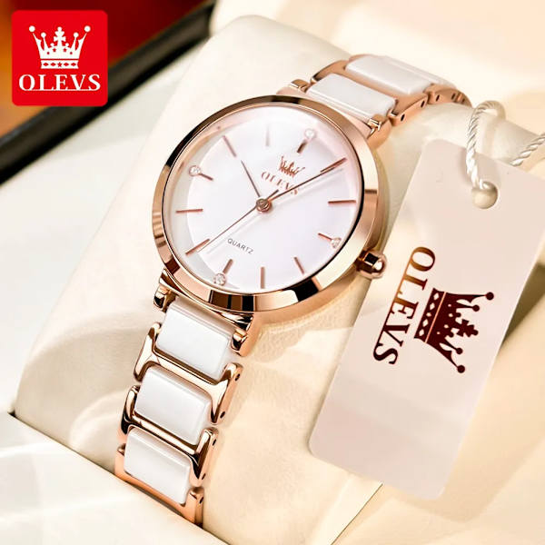 OLEVS Creative Fashion Dam Klockor Rose Gold Dam Armband Klockor Reloj Mujer Waterproof Quartz Watches Dam Svarta Black