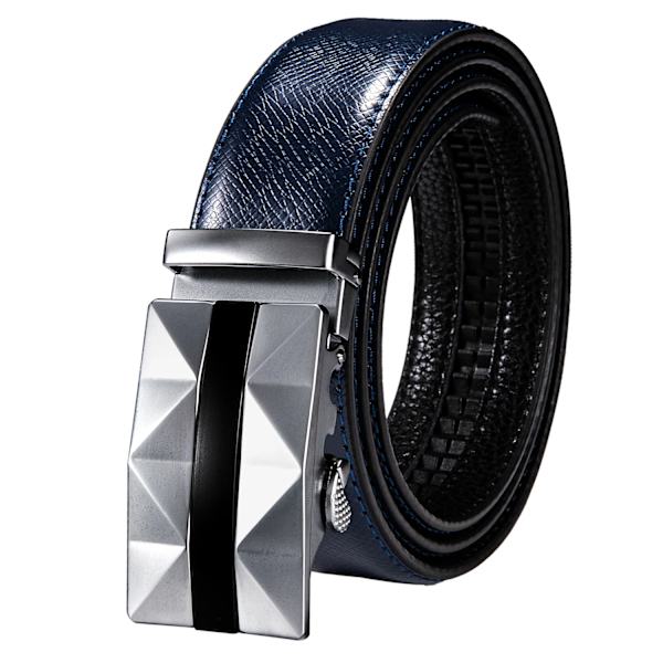Högkvalitativt märke herrbälten blå koläder Automatiska spännen Spärr midjeband Bälte för män Klänning Jeans Kostym Byxor Present 2248DME 130cm