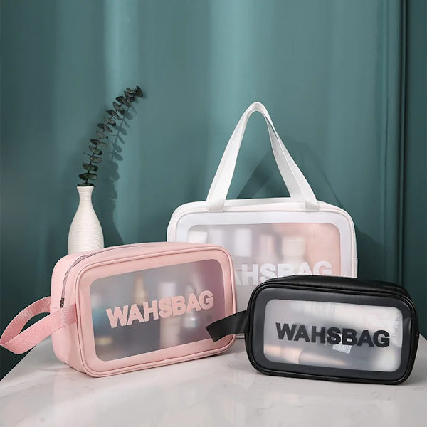 4 Style PCS Damkosmetikväska 2023 Badmakeup Förvaringsväska Bärbar Vattentät Resor Dam Dusch Handväska PU Black M