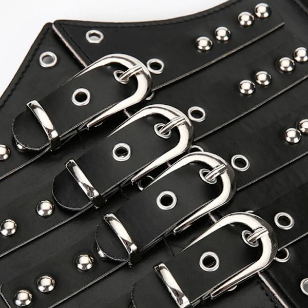 Mode Lyxbälten för kvinna Svart Pu-lädersele Midjebälte Goth Korsett Bondage Bälte Damaccessoarer Gotiska kläder belt 3 Adjustable