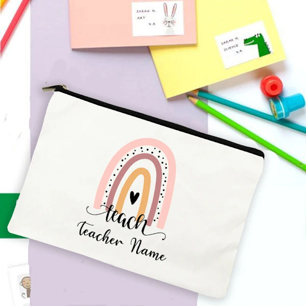 Rainbow Teacher Print Case Personligt anpassat namn Brevpapper Tillbehör Förvaringspåsar Resetvättpåse Sminkväska Presenter design 4(.226)