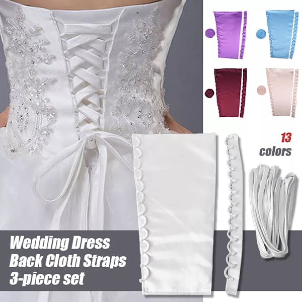 3st/ set Satin Korsett Kits Dragkedja Byte Bröllopsklänning Rygg Spets Webbing DIY Craft Bröllopsklänning Tillbehör Spets 4 Champagne One Size