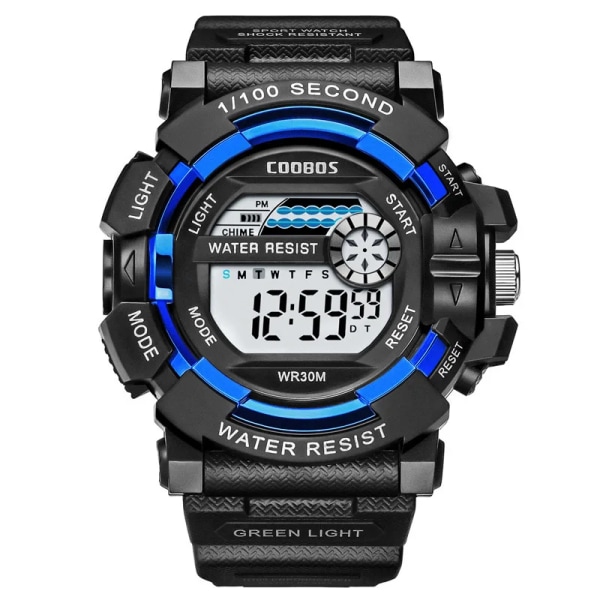 Nyaste sportklockor för män Lyxmärke Vattentät Lysande Militär Armbandsur Man Multifunktion Färgrik Digital klocka 1006 blue