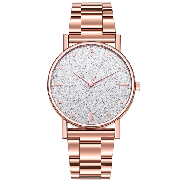 Svart Watch 2023 Toppmärke Lyx Stjärnhimmel Dam Rostfritt stålband Analog Quartz Armbandsur för 08 RoseGold-Silver
