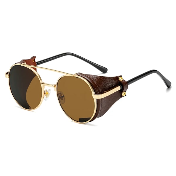 Mode Steampunk Solglasögon Varumärke Design Runda Solglasögon Metall Män Kvinnor Vintage Punk Solglasögon UV400 Shades Oculos de sol Type 2