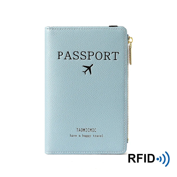 Band PU Läder Cover RFID-blockering för kort Resepasshållare Plånbok Organizer Herr Kvinnor Case Blue