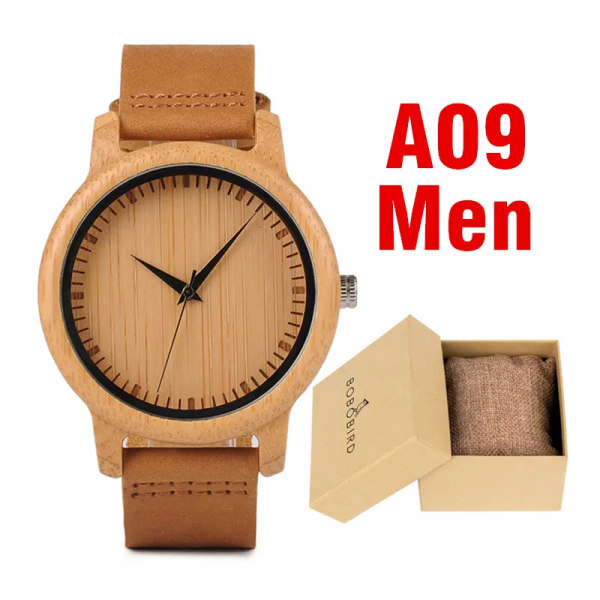 BOBO BIRD Träklockor Herr & Kvinnor Läder Nylon Silikonrem Casual Quartz Watch Presentask Förpackning Surport Drop A09