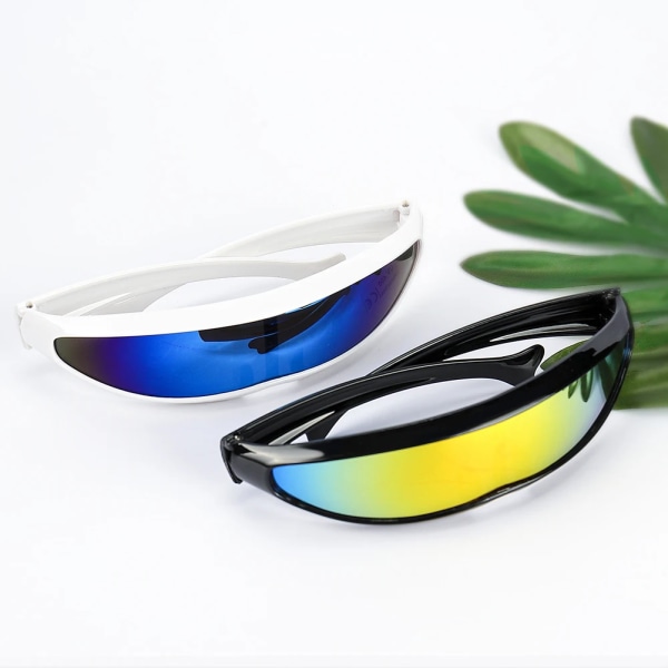 Futuristic Narrow Cyclops Visir Solglasögon Laser Glasögon UV400 Personlighet Spegellins Kostym Glasögon Glasögon Herrglasögon Black-Multicolor Other