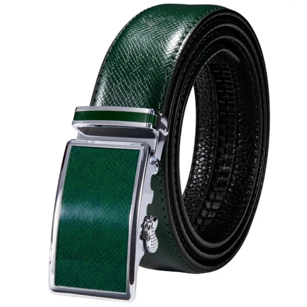 Högkvalitativt grönt äkta läder Herrbälten Lot Styles Automatiska spännen för klänning Jeans Kostym Herr Midjeband Bälte Bröllopspresent 2202DMI(.869) 130cm(.869)