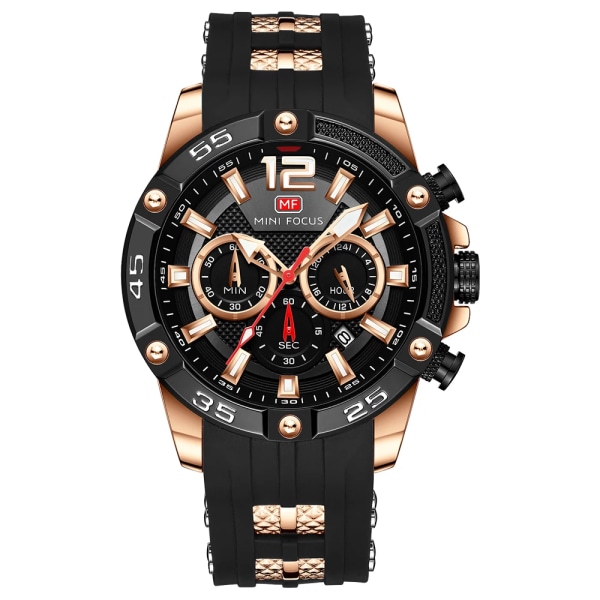 Watch för män Lyx Toppmärke Sport Quartz Armbandsur Vattentät Chronograph Mode Klockor Silikonrem Relogio Masculino MF0349G03