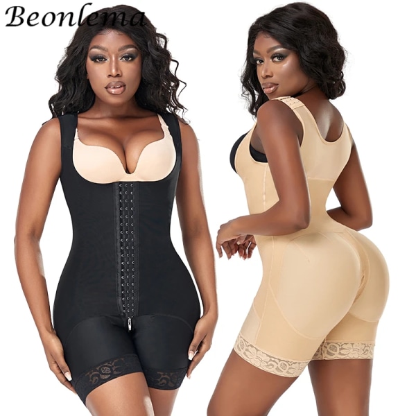 Steg 2 Body Shaper Columbian Fajas Shapewear Tummy Control Body Waist trainer Butt Lifter BBL Kompressionsdragkedja i grenen Nude 2XL