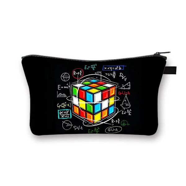 Magic Cube / Math Formula Print Case Kvinnor Toalettväska för Make Up Organizer Väska Flickor Clutchväskor Söt kosmetisk väska shzbmofang05cw