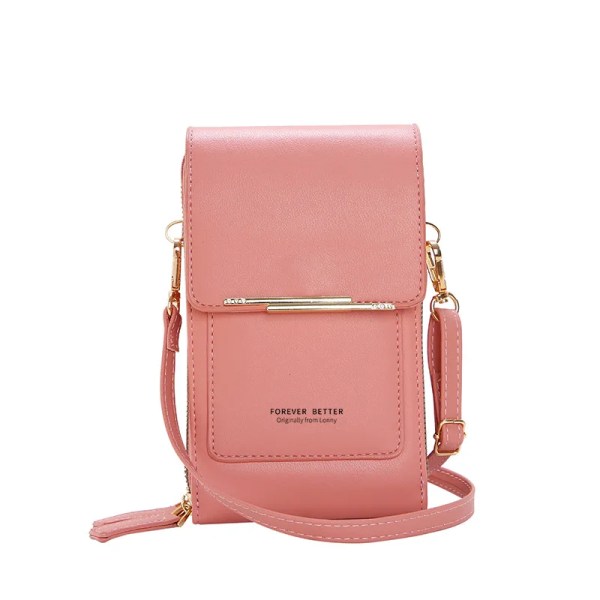 3 stilar kvinnor väskor mjuka läder plånböcker Pekskärm mobiltelefon handväska Crossbody axelrem handväska för dam Red Touch Screen