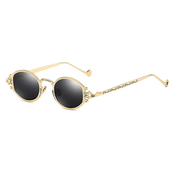 nya cateye street shoot man solglasögon dam retro steampunk glasögon gotisk oval Metallbåge snidade solglasögon Gafas sol mujer C7 Gold-Black