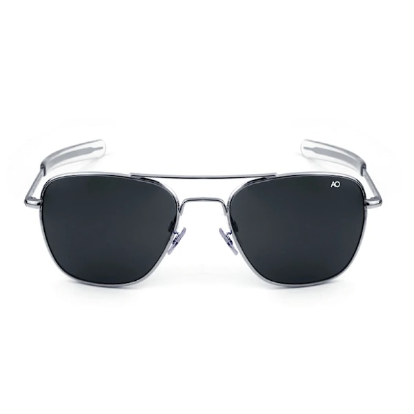 Aviation rektangel ao logotyp solglasögon kvinnor män 2022 uv400 lyxmärke designer glaslins oculos de sol masculino uv protectio sliver-gray Glass lenses