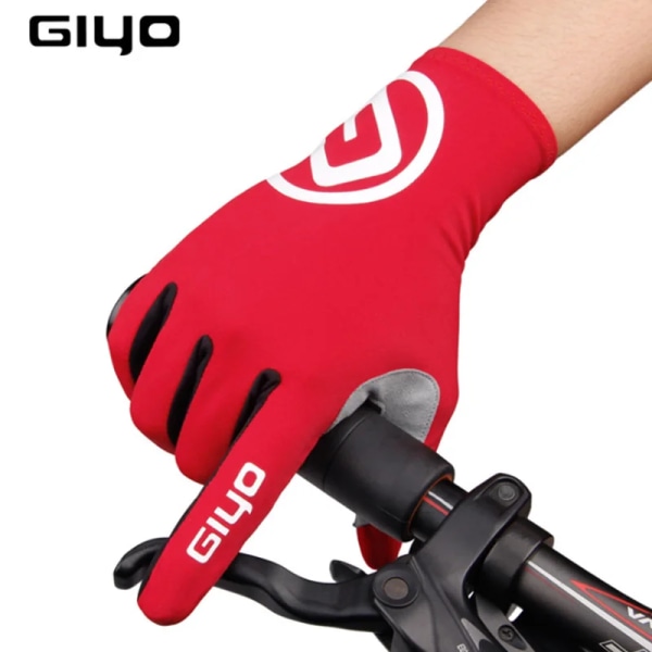 GIYO Pekskärm Långa Hela Fingrar Half Gel Sport Cykelhandskar MTB Road Bike Racing Handske Dam Herr Cykel S02 Breaking BLACK - Full Fingers L