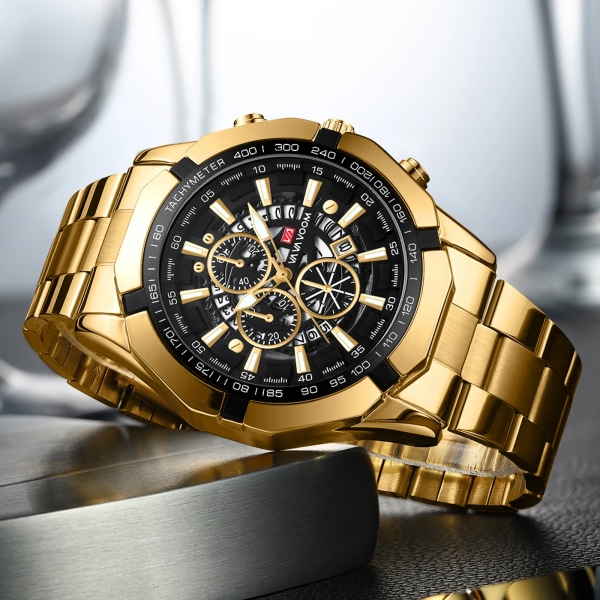 VA VA VOOM Lyxmärkesklockor Herr Analog Full Steel Quartz Watch Business Herrklocka watch hombre relogio masculino Gold black