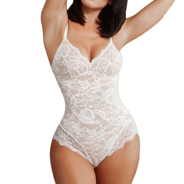 Korsettformning för kvinnor Spets Shapewear Faja Bodysuit med hög kompression Sexiga underkläder Skims Shapers Spanx Waist Trainer Black M